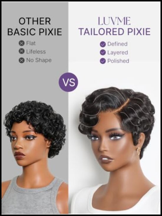 100% Human Hair Pixie Cut Lace Wig 6 Inch HD Lace Glueless Short Curly main image 5